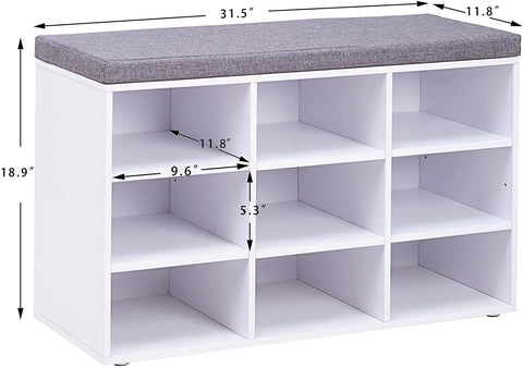 Benches: Multifunctional Shoe Rack With Seat for Entryway, Mudroom, Hallway, Closet and Garage, White