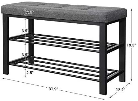 Benches : Shoe Bench, 3-Tier Storage Organizer Foam Padded Shoe Rack with Seat