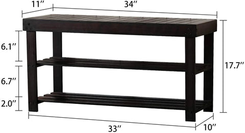 Benches : Shoe Rack with Seat ,Storage Shelf, 3-Tier Bamboo Shoe Organizer