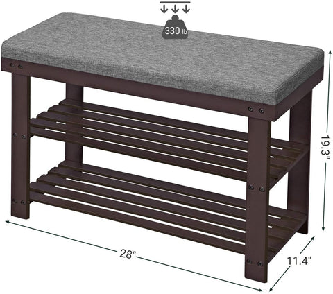 Benches : Stable Shoe Rack With Seat for Entryway, Living Room, Brown and Gray