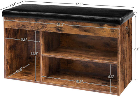 Benches : Storage Bench with Flip-Open Storage Box and Adjust Shelf, Shoe Rack With Seat