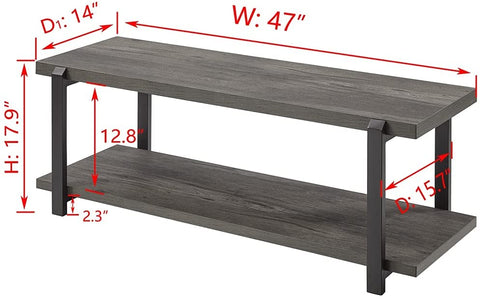 Benches: Storage Rustic Wood and Metal Shoe Rack Bench Seat, Grey