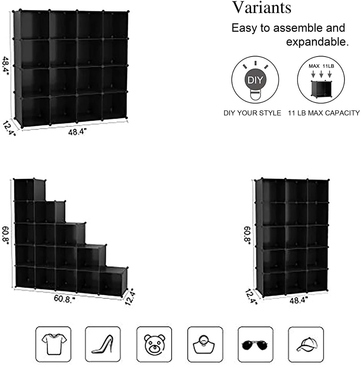 Bookshelf: 16-Cube Shelves, Plastic Modular Book Shelf