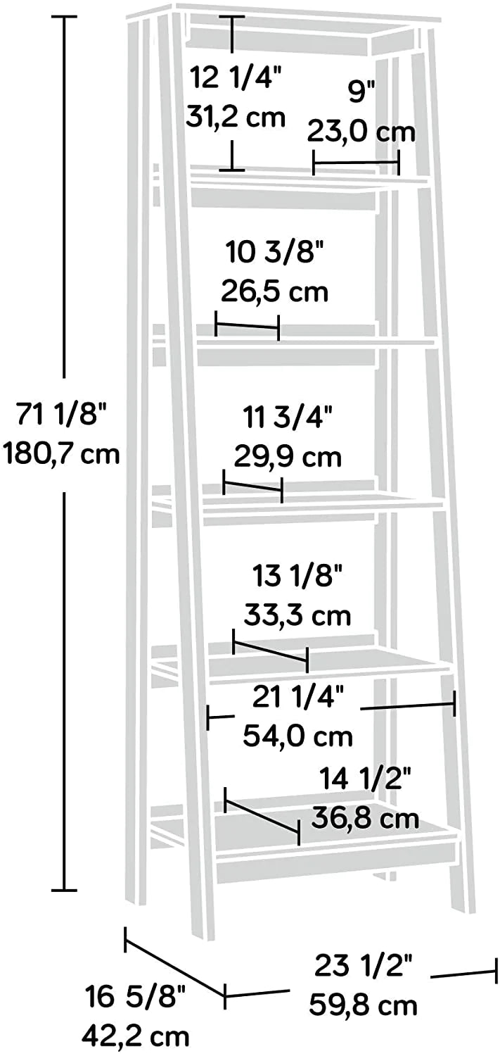 Bookshelf: Ladder Shaped 5-Shelf Wooden Showcase, Bookcase