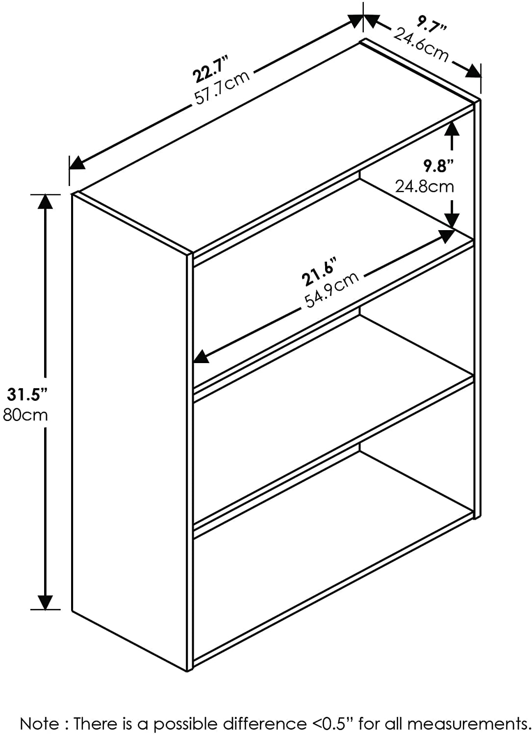 Bookshelf: Plain White 3-Tier Open Shelf Bookcase