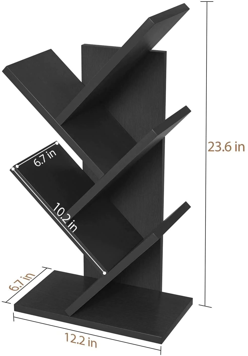 Bookshelf: Tree Bookshelf, 4-Tier Book Storage Organizer Shelves