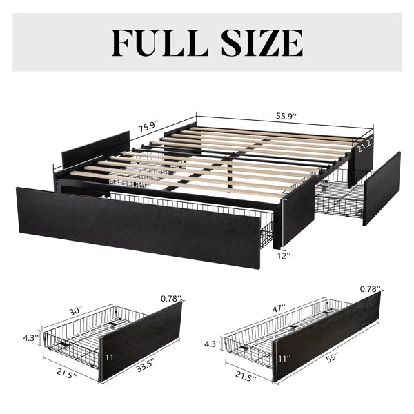 Divan Bed: Bret Upholstered Storage Bed with 3 Drawers