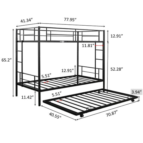 Bunk Bed: Highsleeper Standard Bunk Bed with Trundle(Metal) – GKW Retail