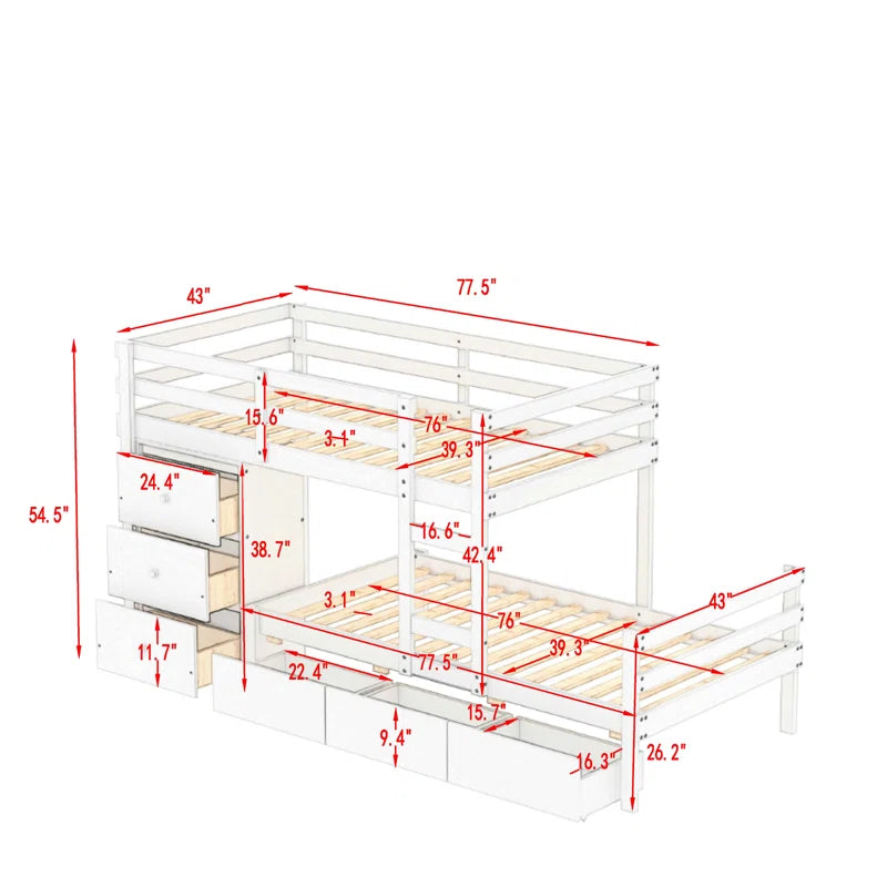 Bunk Bed: Kids Bed with Big Drawers