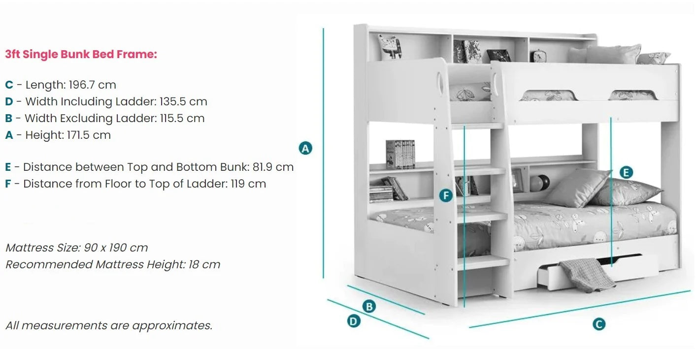 Bunk Bed: Midsleeper Bunk Bed with Storage Single Bed