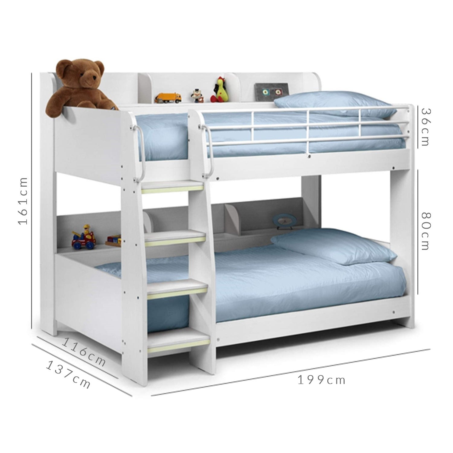 Bunk Bed: Midsleeper White Single Bunk Bed