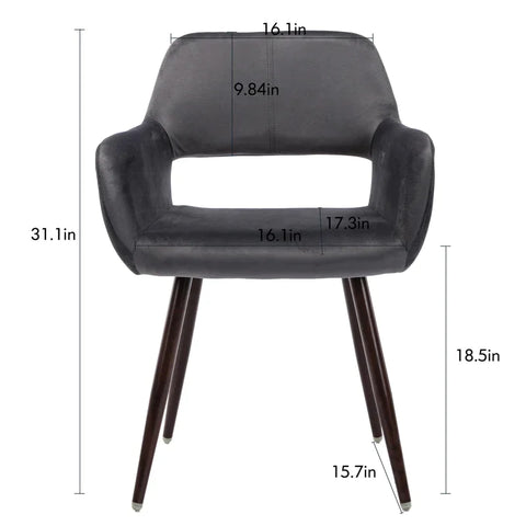 Cafe Chair: Black Velvet Arm Chair, Restaurant Chair (Set of 2)