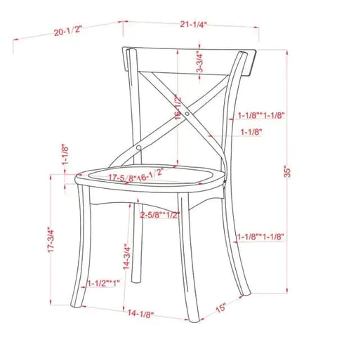 Cafe Chair: Cross Back Side Restaurant Chair (Set of 2)