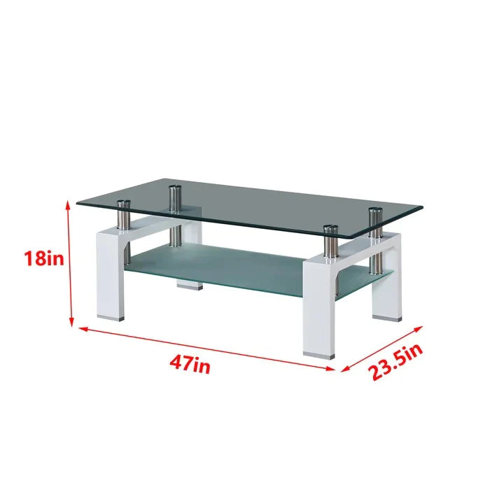 Center Table: Glass Top Coffee Table