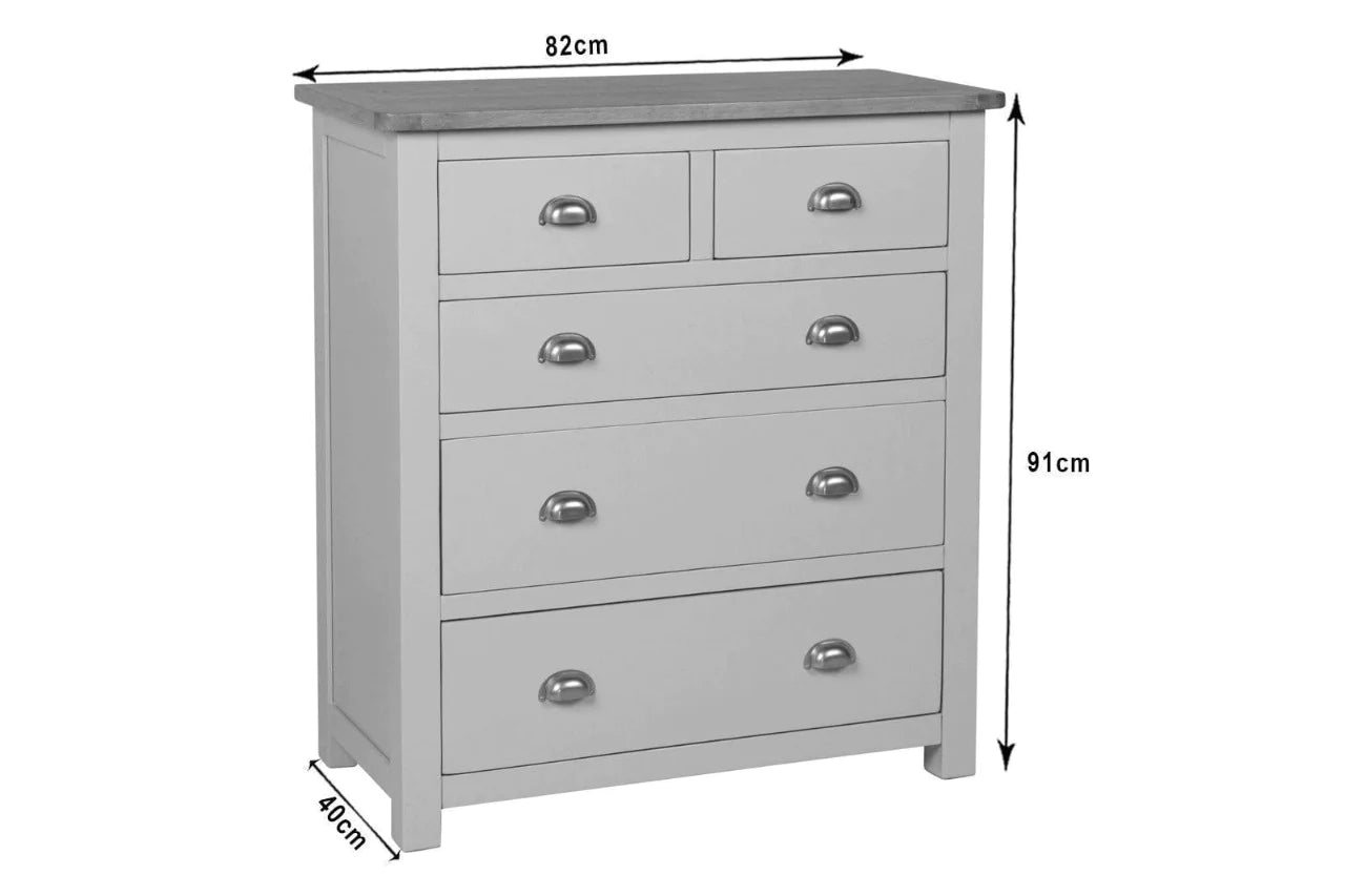 Chest of Drawers: Grey and Oak 5 Drawer