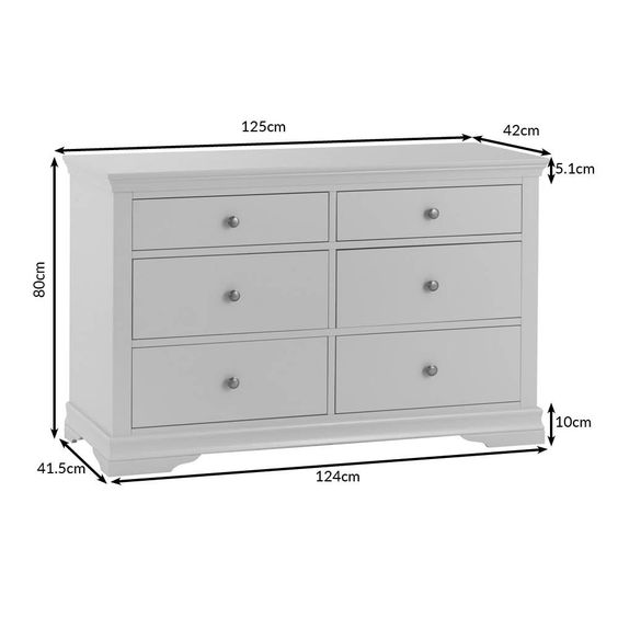 Chest of Drawers: Painted Grey 6 Drawer Chest of Drawers
