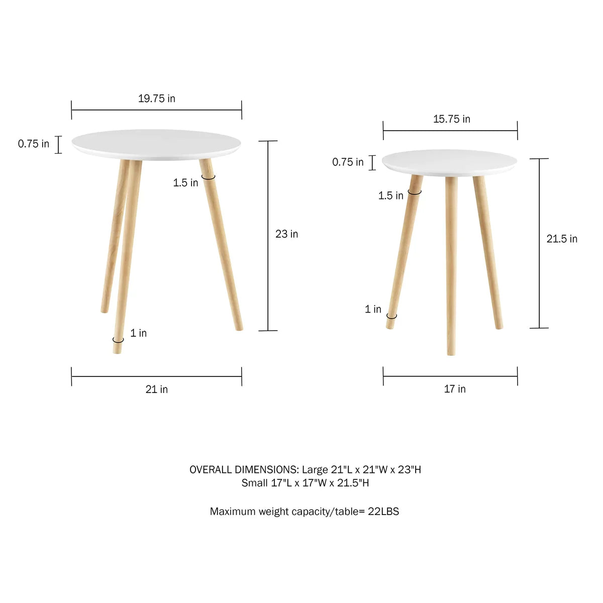 Coffee Table Set : DINO 3 Legs Nesting Tables