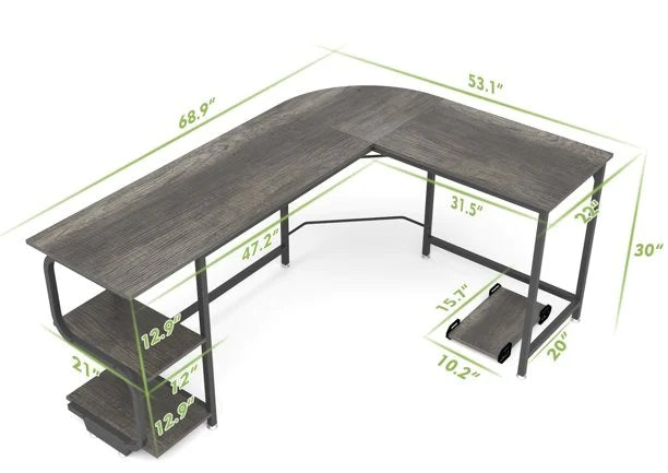 Computer Desk : SIRI Reversible L-Shaped Computer Desk & Laptop Table