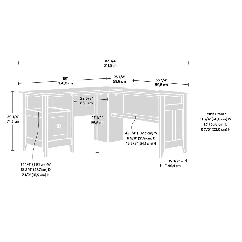 Computer Desk: Urabel L-Shape Executive Desk