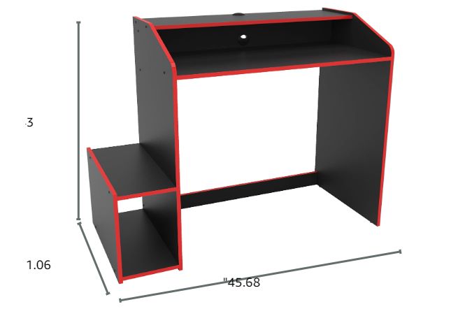 Computer Table: Black & Red 45.69'' Computer Desk