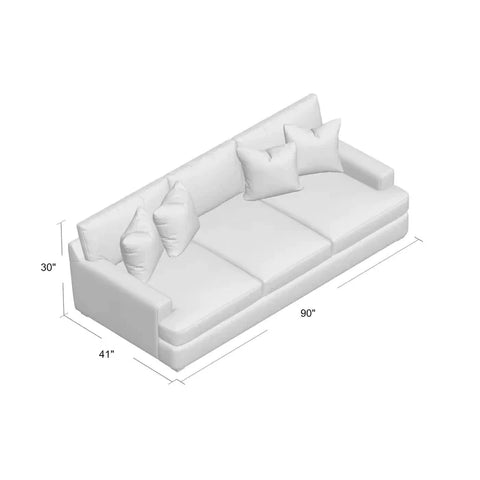 Couch: 90'' Recessed Arm Sofa with Reversible Cushions