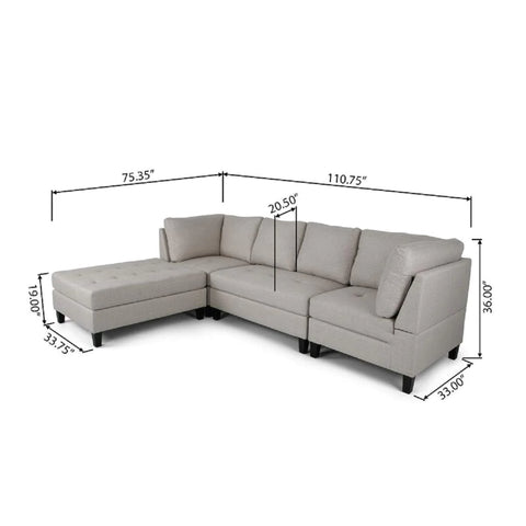 Designer Sofa Set:- Daiya L Shape 6 Seater Fabric Luxury Furniture Sofa Set  (Grey)