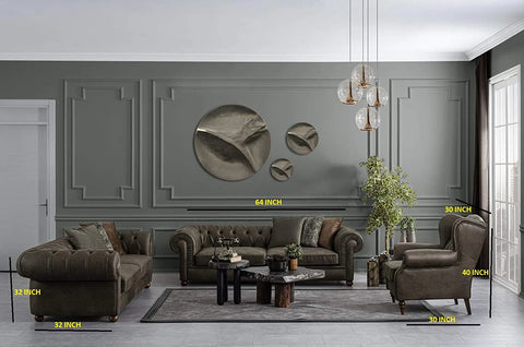 Designer Sofa Set:- 3+3+ 1 Wing Fabric 7 Seater Luxury Furniture Sofa Set (Dark Brown)