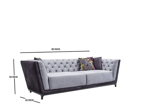 Designer Sofa Set:- Fabric 3 Seater Luxury Furniture Sofa Set (Light & Dark Grey)