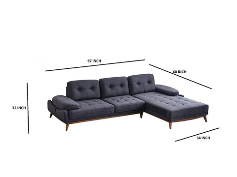 Designer Sofa Set:- L Shape Fabric 5 Seater Luxury Furniture Sofa Set (Printed, Dark Grey)