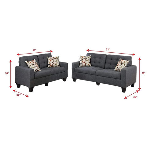 Designer Sofa Set:- 3+2+2 Fabric 7 Seater Luxury Furniture Sofa Set (Grey)