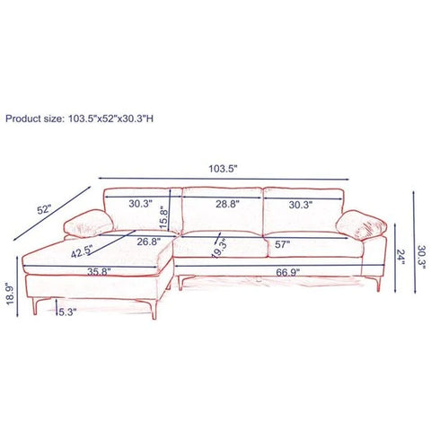 Designer Sofa Set:- Daiyan L Shape 5 Seater Velvet Luxury Furniture Sofa Set