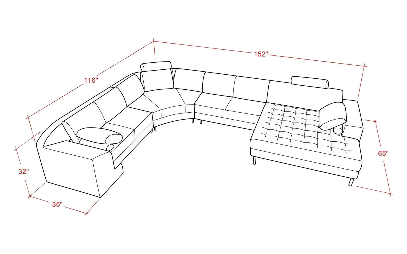 G Shape Sofa Set: Left-Arm-Facing-Chaise Leatherette (White)