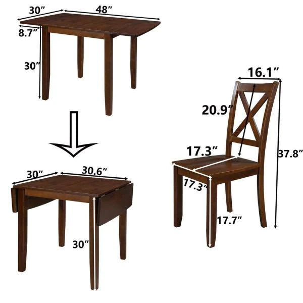 Dining Set: 3 Piece Drop Leaf Dining Table With 2 Chairs