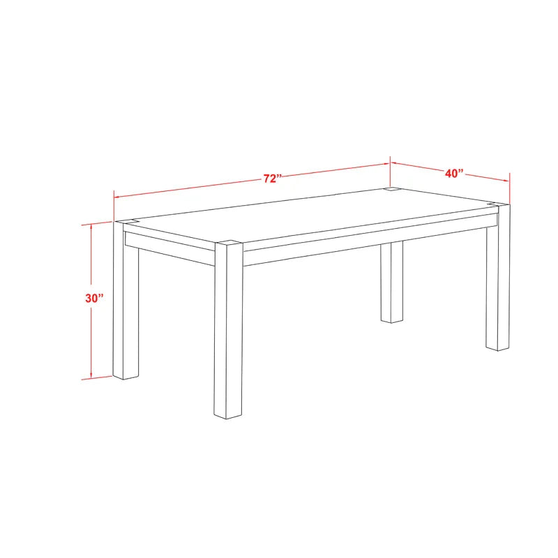 Dining Set: Dining Table with 4 Chairs Rubberwood Solid Wood Dining Set