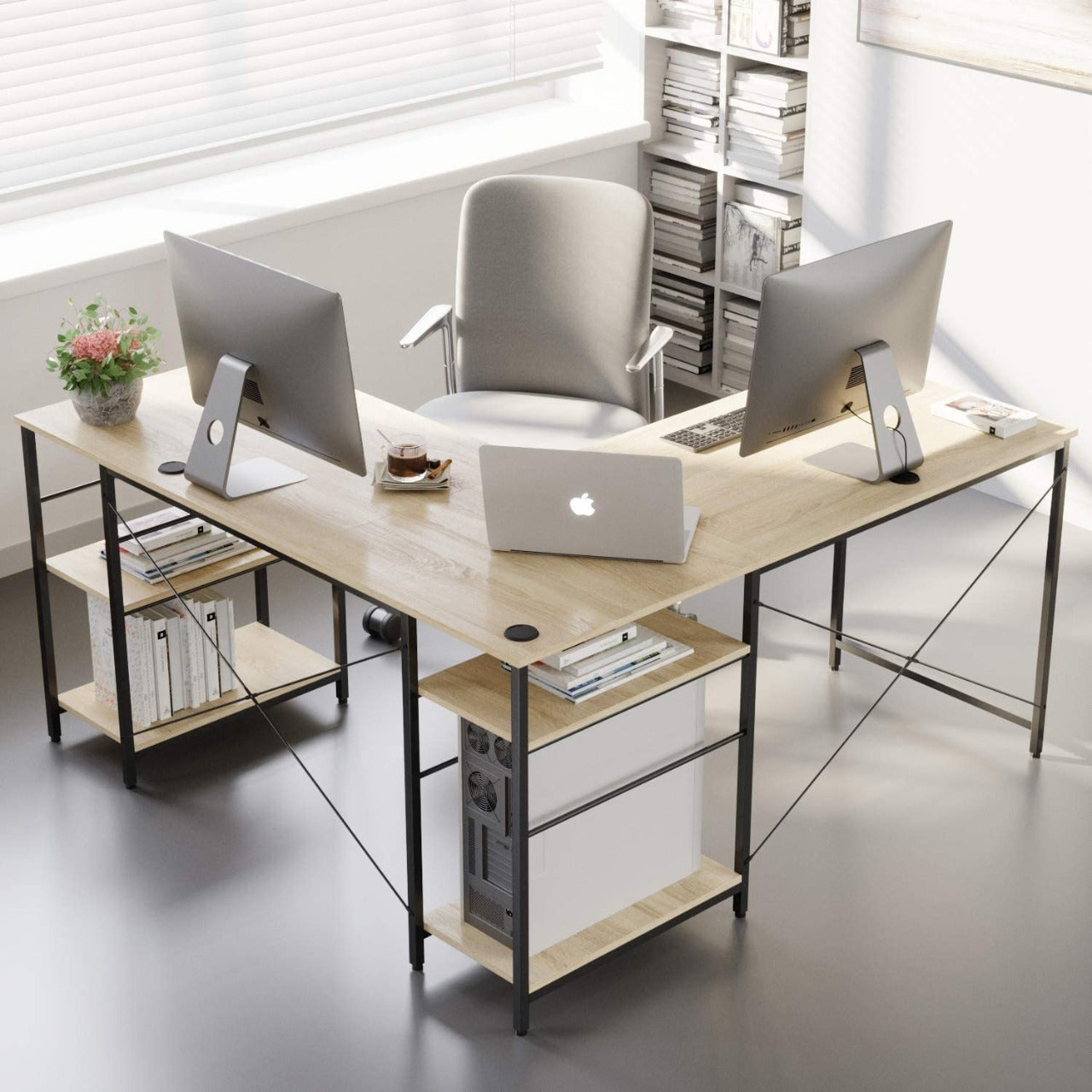 Study Table Design, Study Table With Bookshelf Design, Modern Study Table Designs