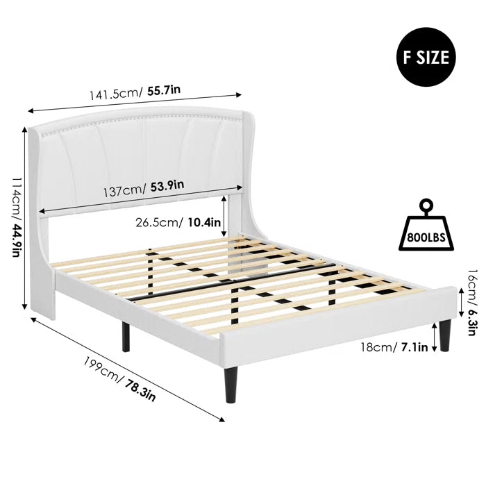 Divan Bed: Kohan Platform Bed Frame with Wingback Headboard