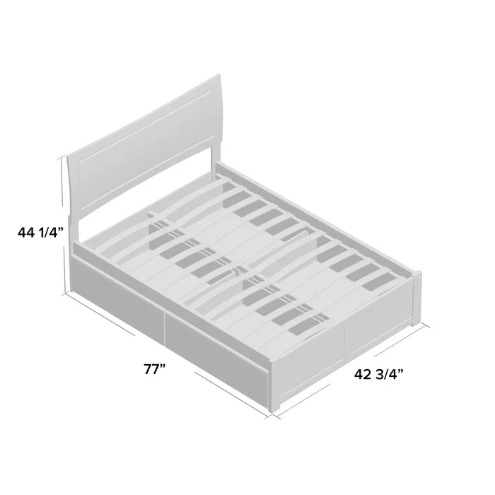 Divan Bed: Wells Solid Wood Storage Platform Bed with Footboard and Under Bed Drawers