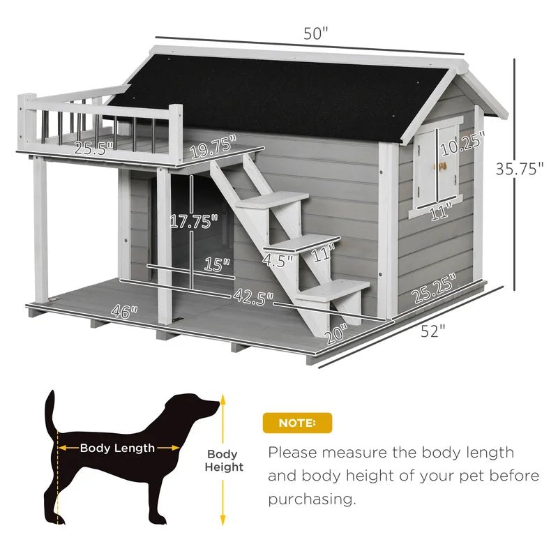 Dog House: Gray Wood Dog Kennel