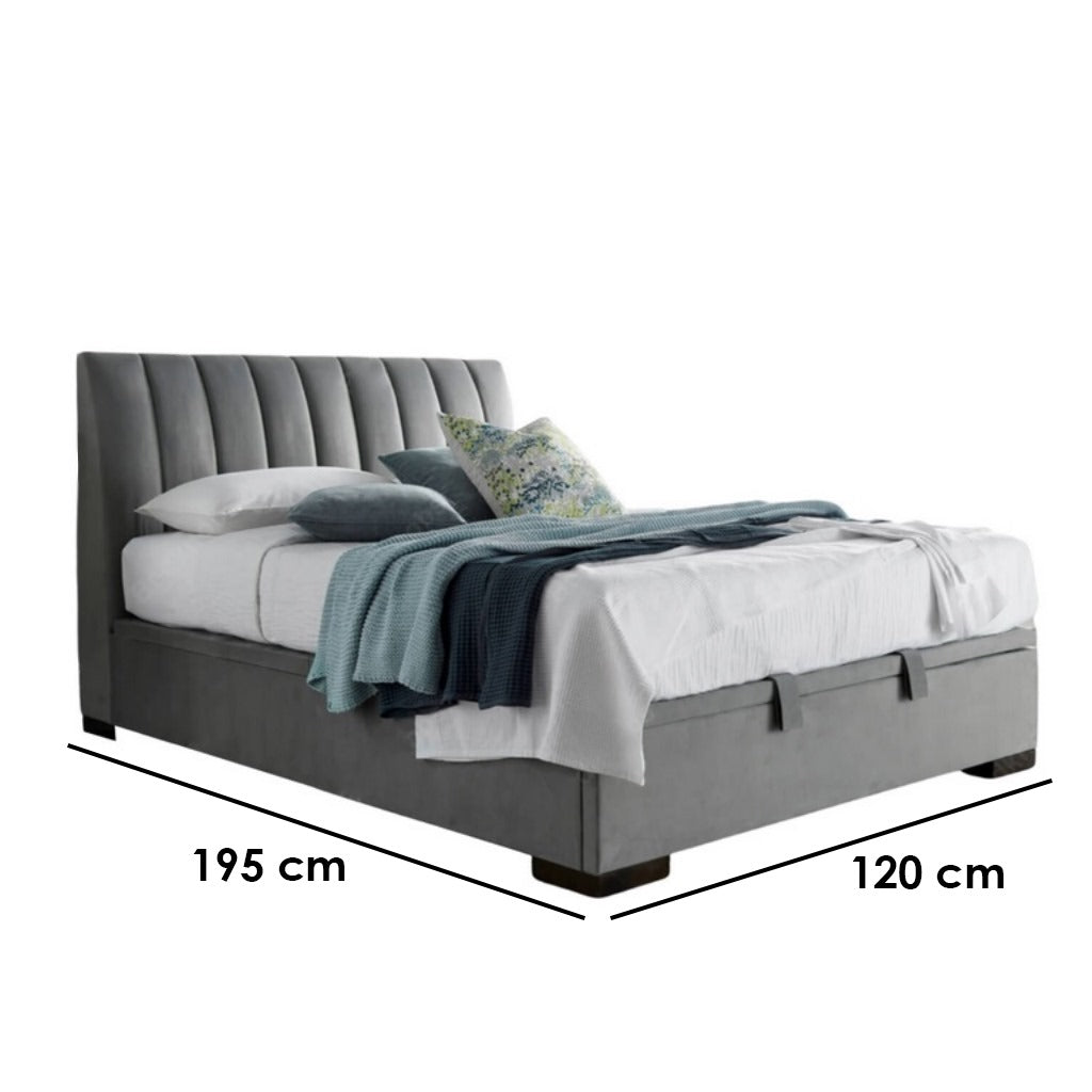 Double Bed: Grey Ottoman Double Hydraulic Bed