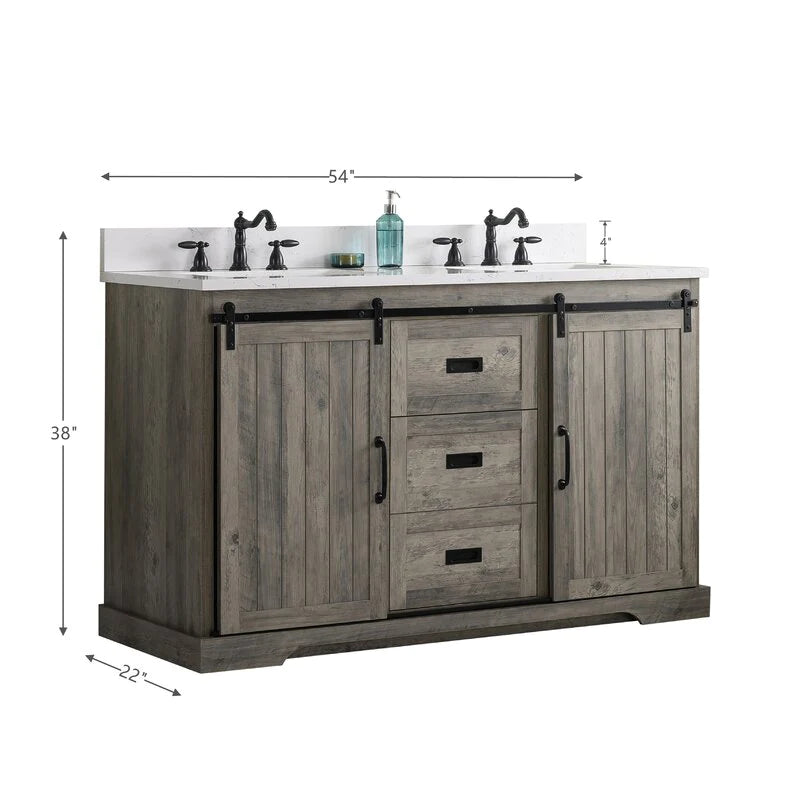 Double Sink Vanities: 54" Double Bathroom Vanity Set