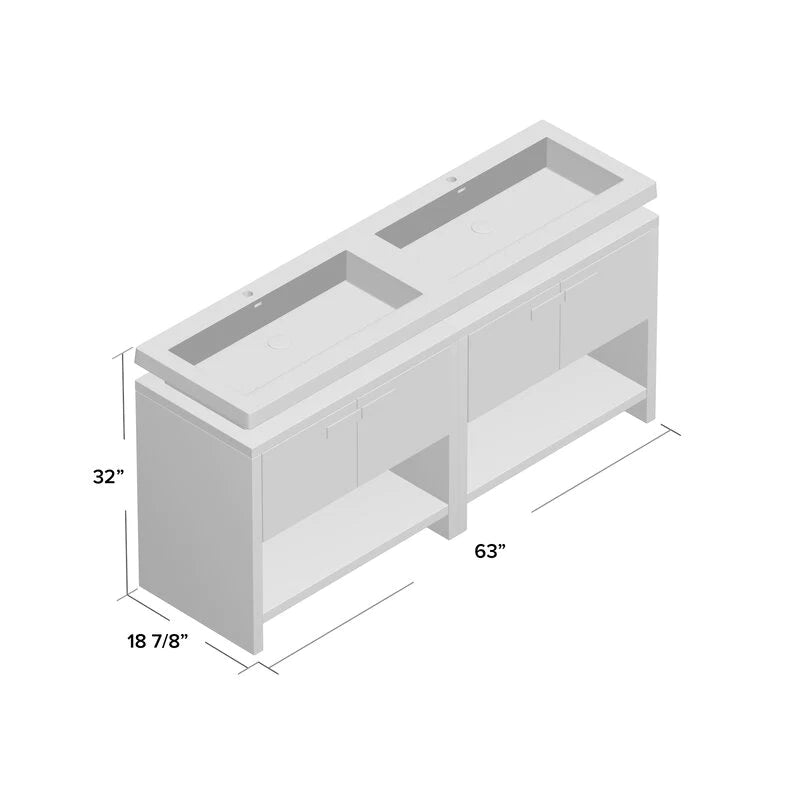 Double Sink Vanities: 63" Double Bathroom Vanity Set