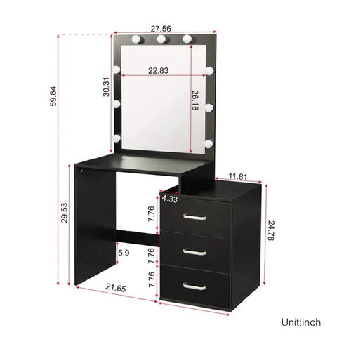 Dressing Table: 39.5'' Wide Vanity with Mirror