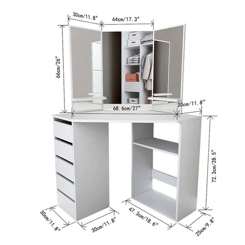 Dressing Table: 43.3'' Wide Vanity with Mirror