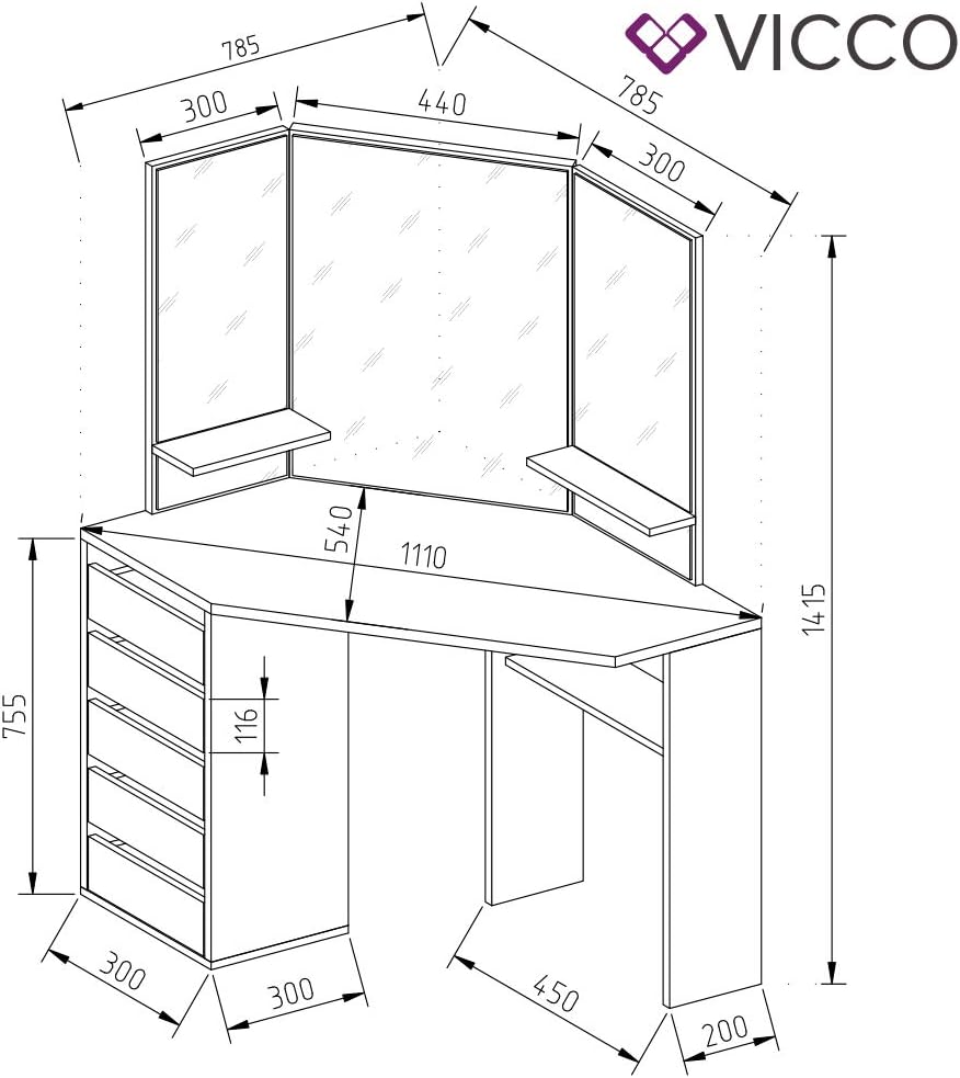 Dressing Table: Mirror Black Dressing Table