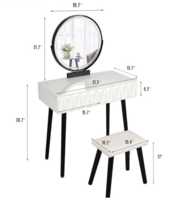 Dressing Table: Vanity Makeup Table with Free Make-up Organizer