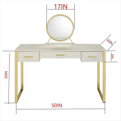 Dressing Table: White Vanity with Mirror