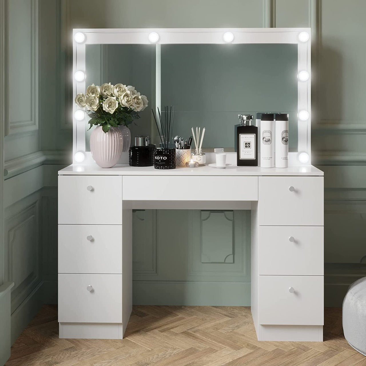 Dressing Table with 4 Shelves and 1 Drawer || Make up Table|| Organize –  Caspian Furnitures