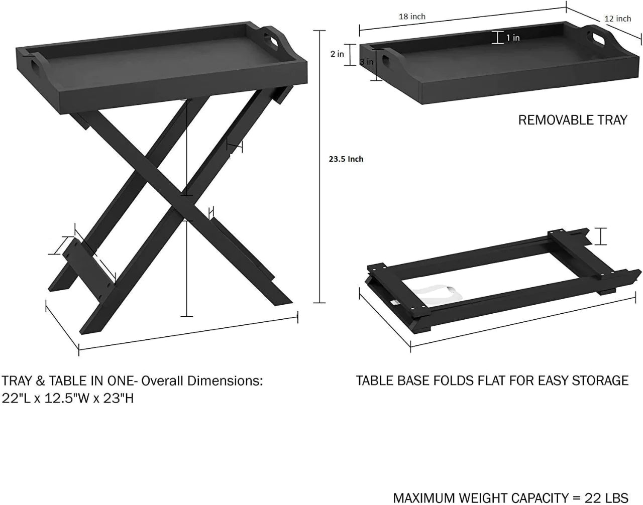 End Tables: Tray Top Cross Legs End Table