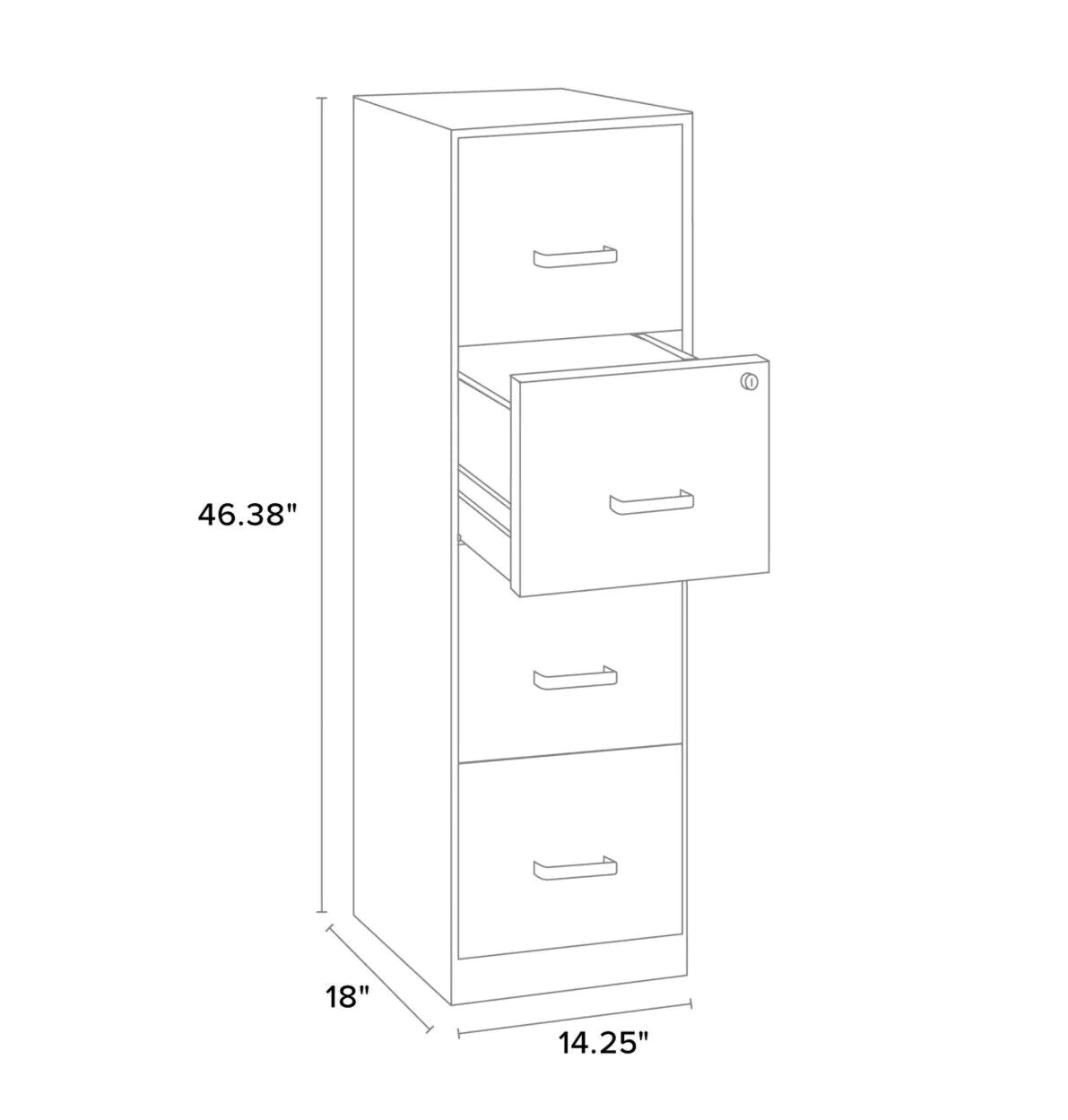 File Cabinets : 14.25'' Wide 4 -Drawer