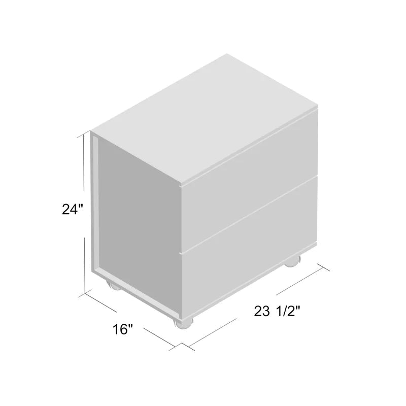 Filing Cabinet : 23.62'' Wide 2 -Drawer Mobile Lateral File Cabinet